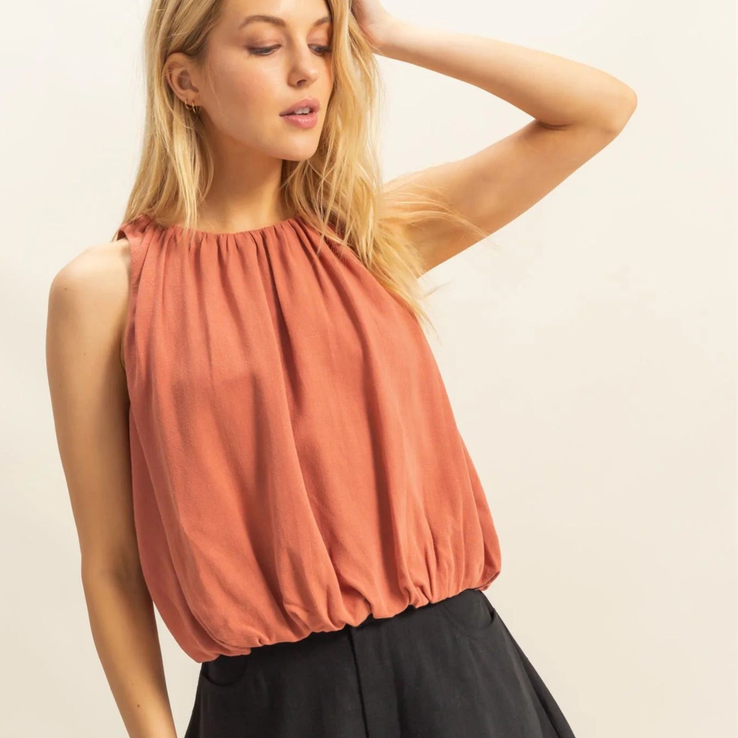 Rayon Linen Bubble Top
