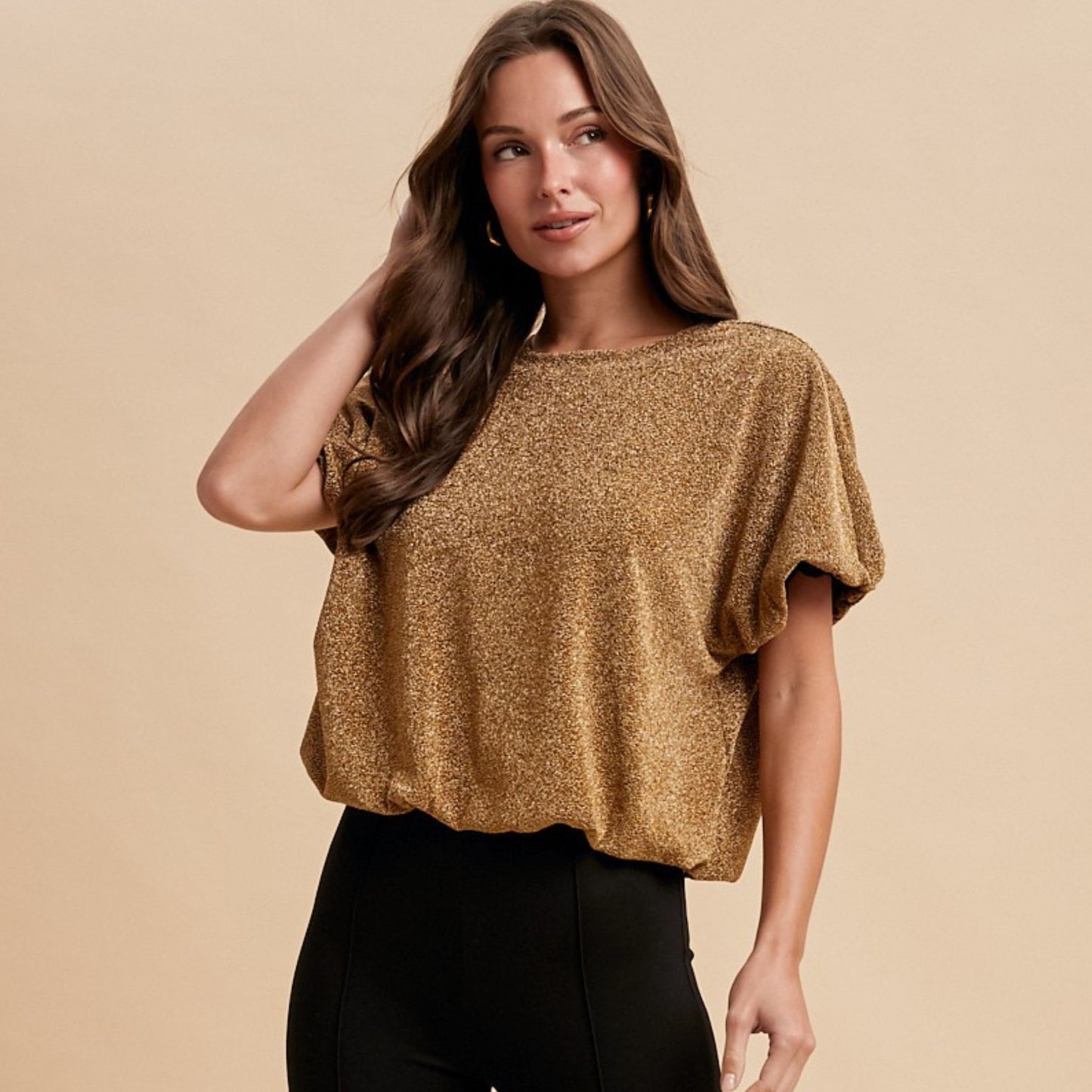 Holiday Metallic Bubble Top