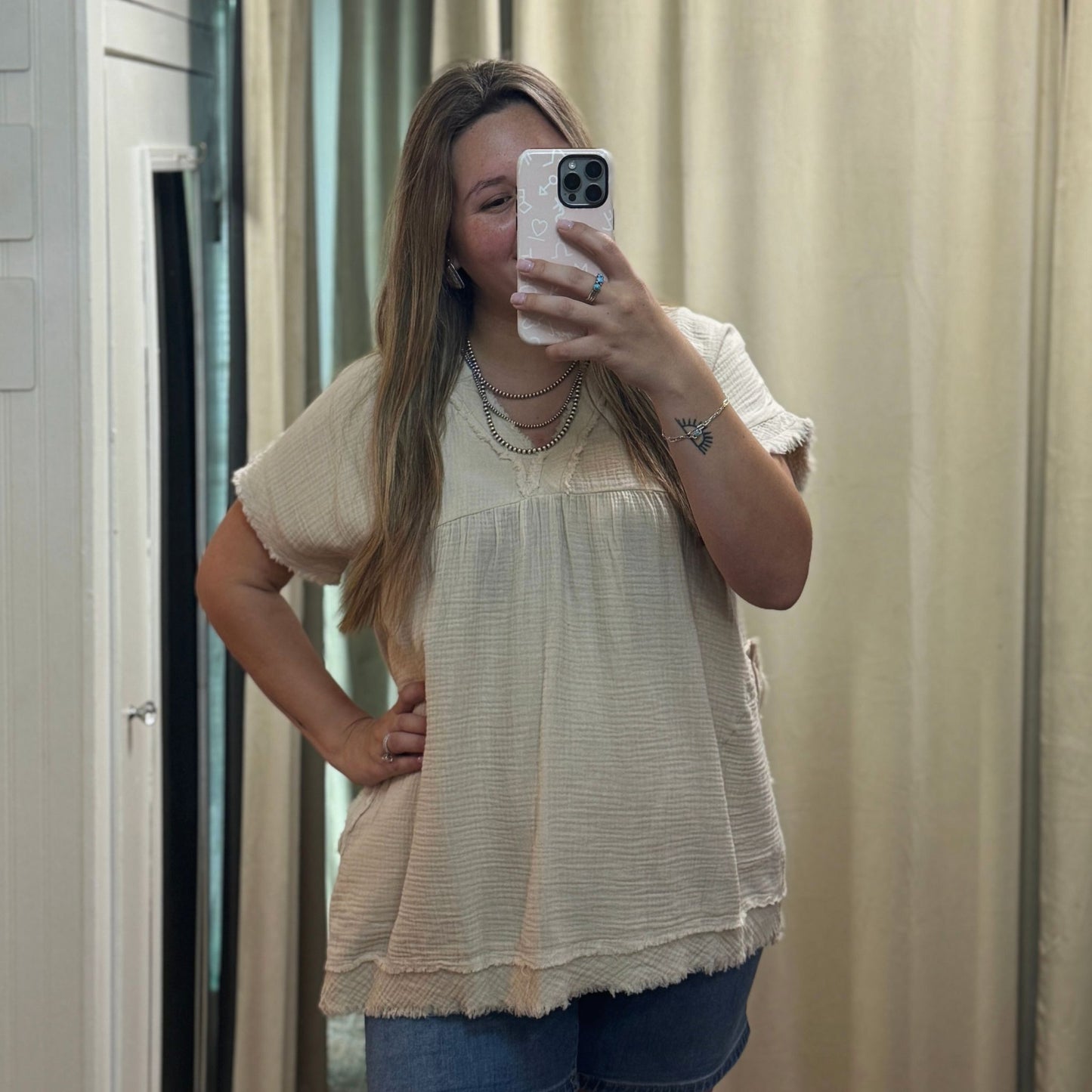 Gauze V-Neck Shirt