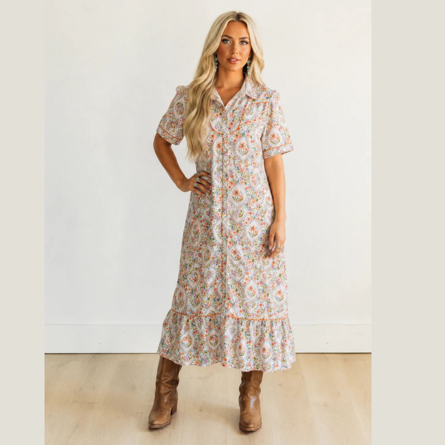 Floral Pearl Snap Dress