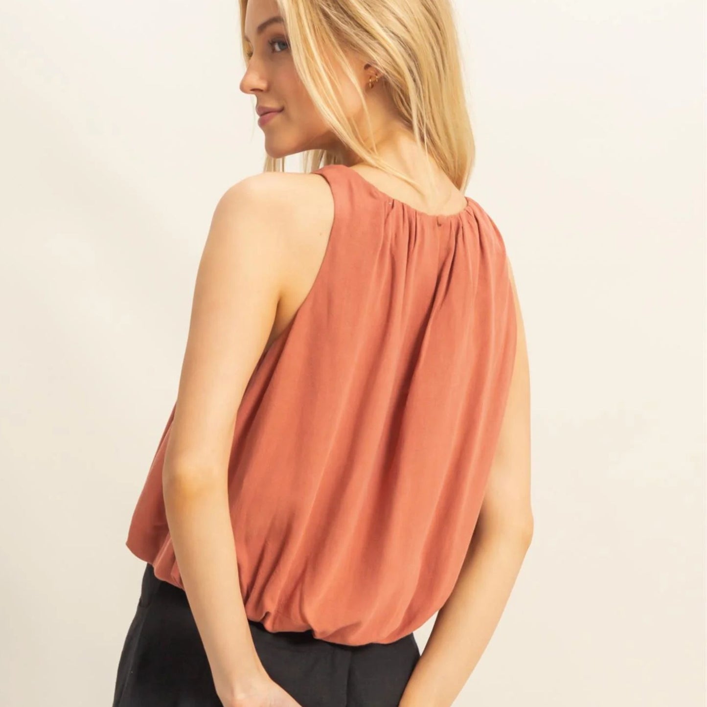 Rayon Linen Bubble Top