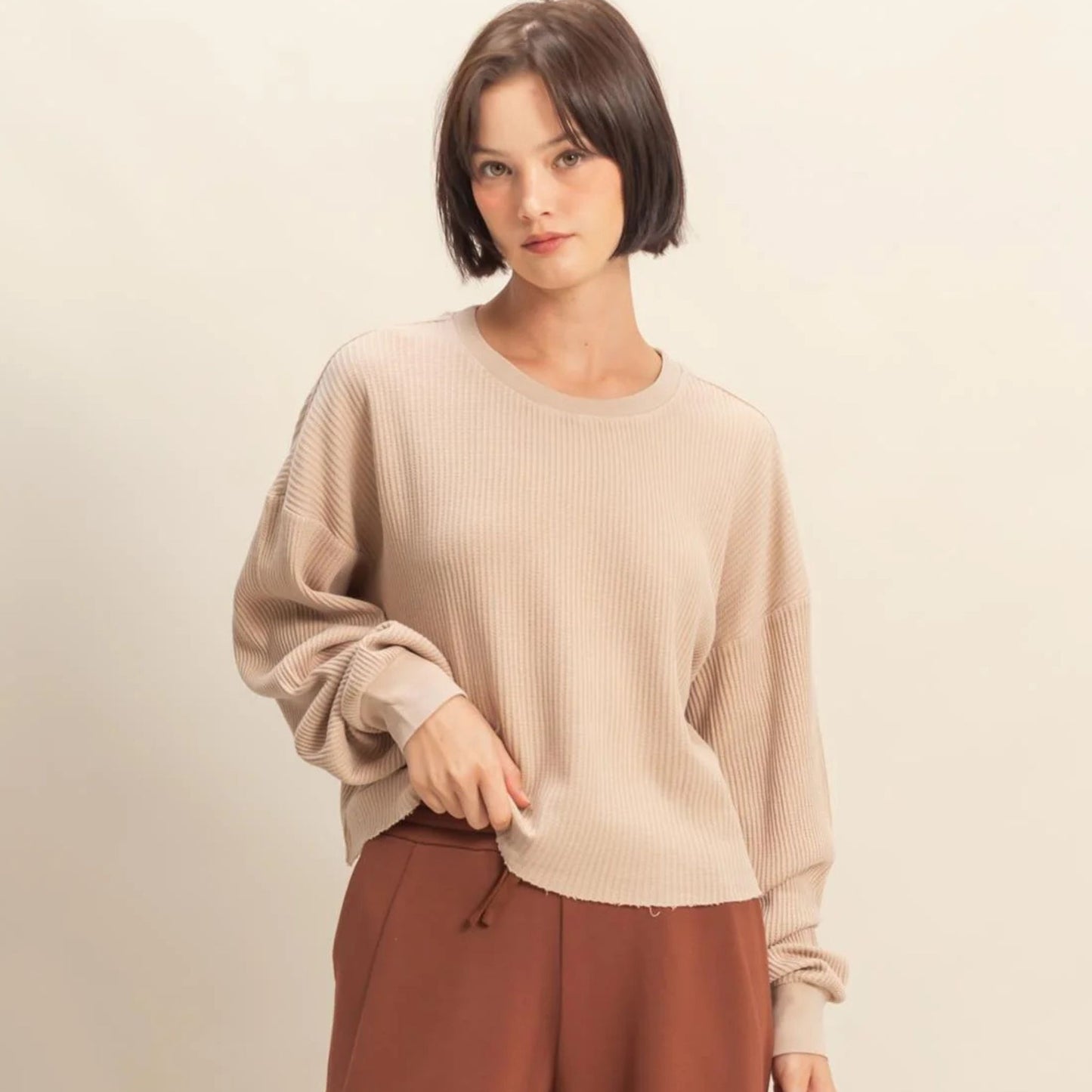 Waffle Long Sleeve Top