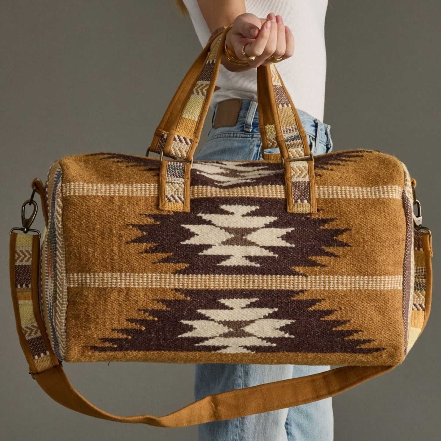 Tan, Brown and Cream Duffel