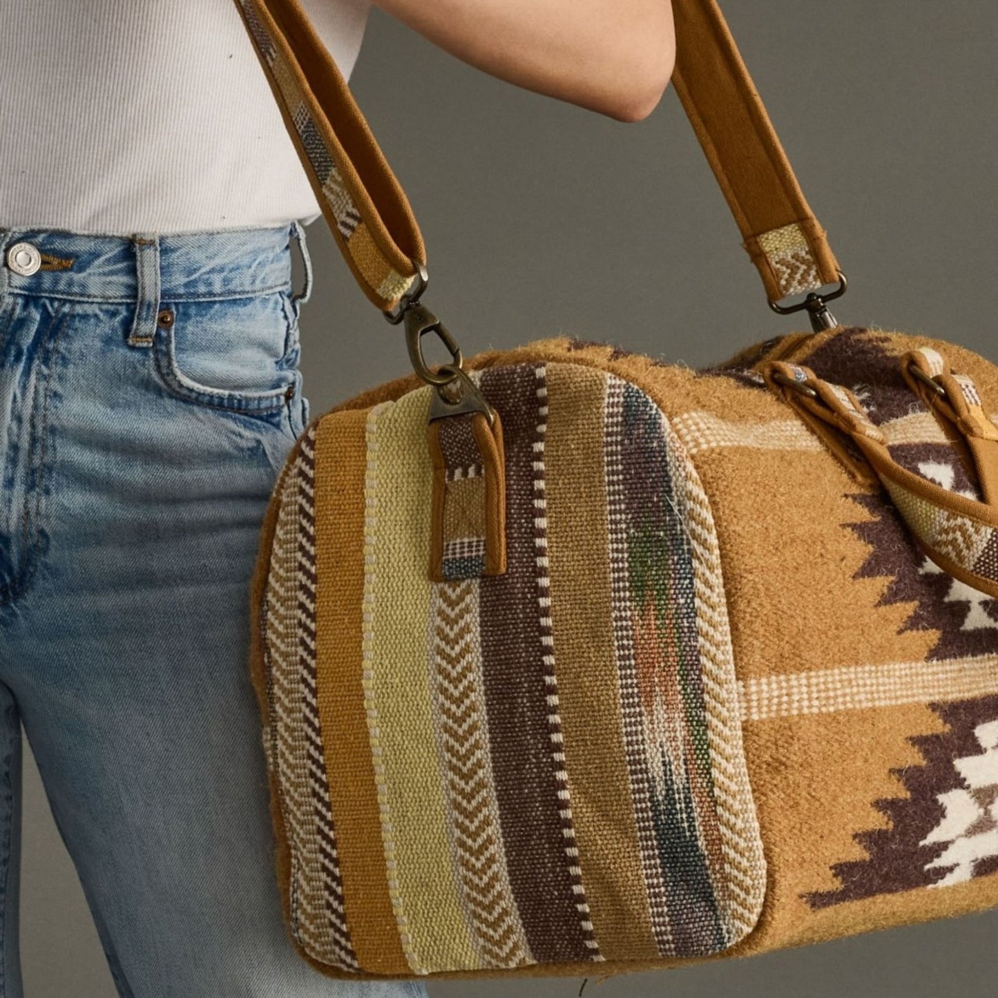 Tan, Brown and Cream Duffel