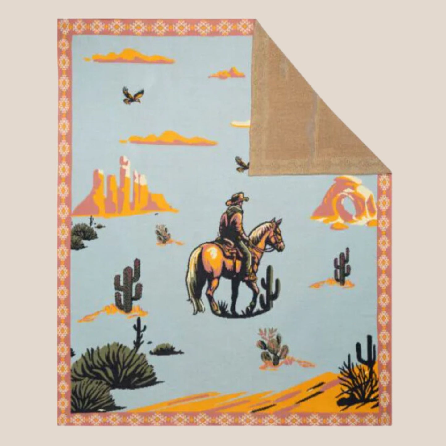 Lone Bronco Rider Throw Blanket