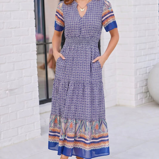 Blue Print Midi Dress