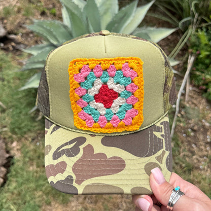 Granny Square Trucker Cap