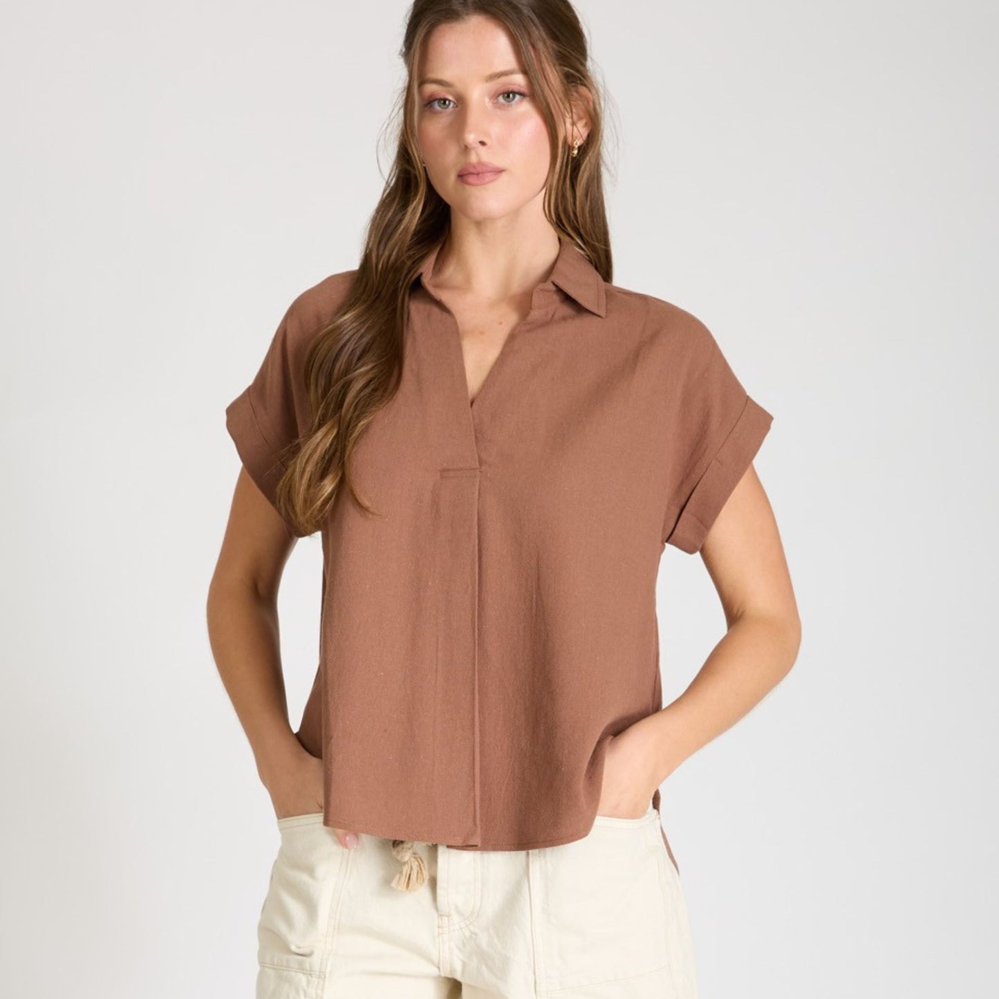 Collared Linen Top