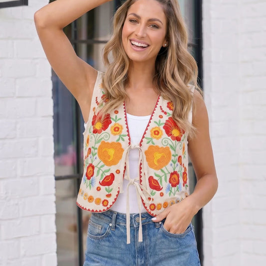 Floral Embroidered Vest