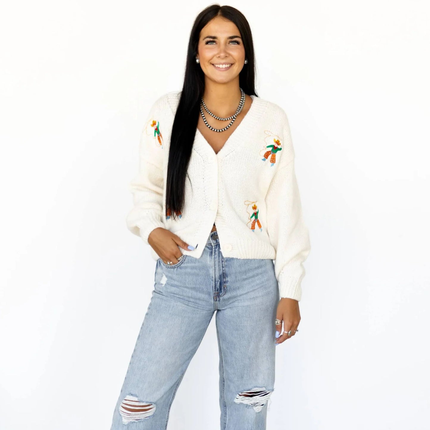 Roping Cowboy Cardi