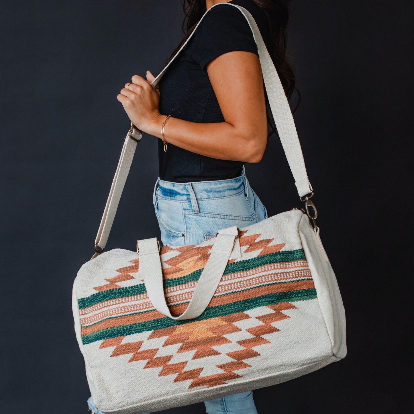 Cream Aztec Duffel