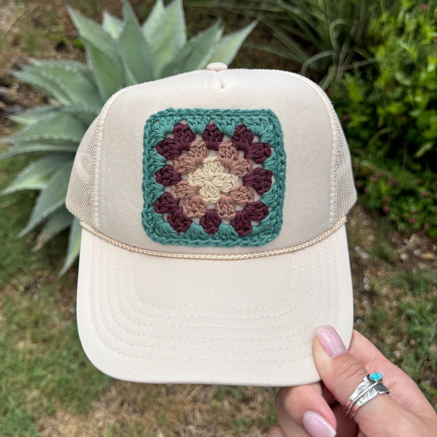 Granny Square Trucker Cap