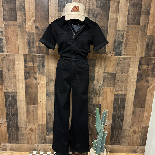 Black Denim Jumpsuit