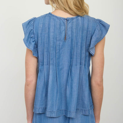Pintuck Denim Top
