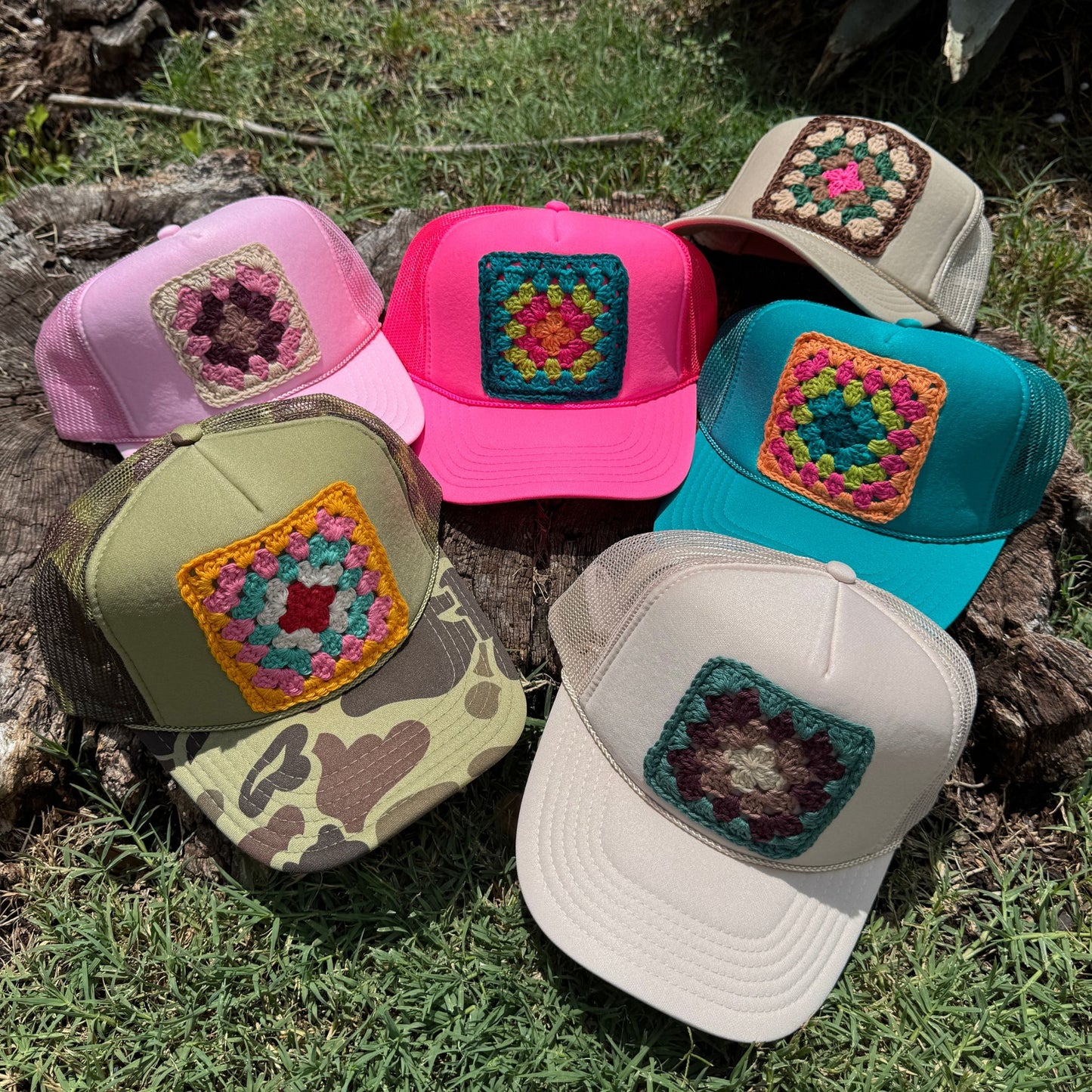 Granny Square Trucker Cap