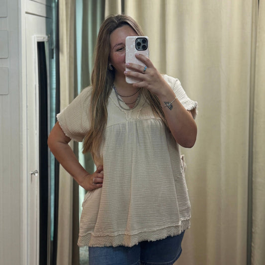 Gauze V-Neck Shirt