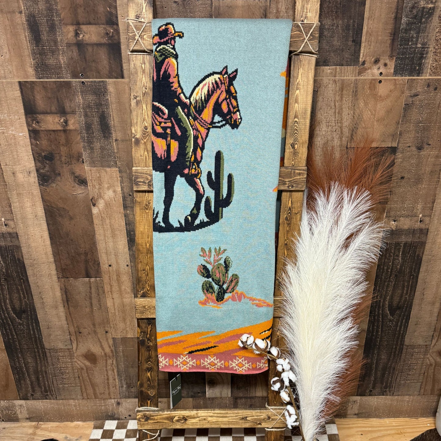 Lone Bronco Rider Throw Blanket