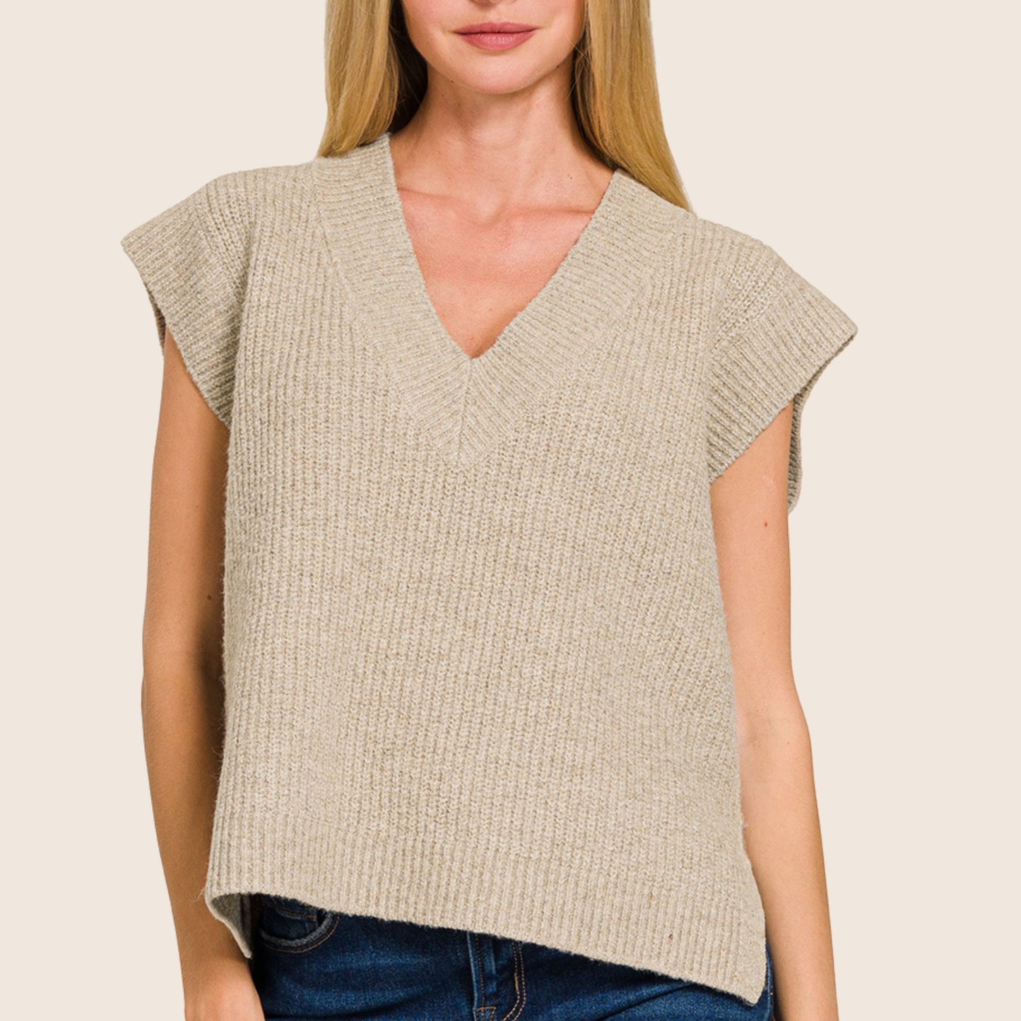 Oversized Sweater Vest in Heather Mocha