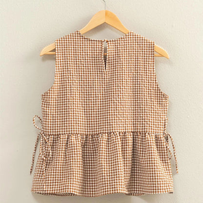 Gingham Peplum Top