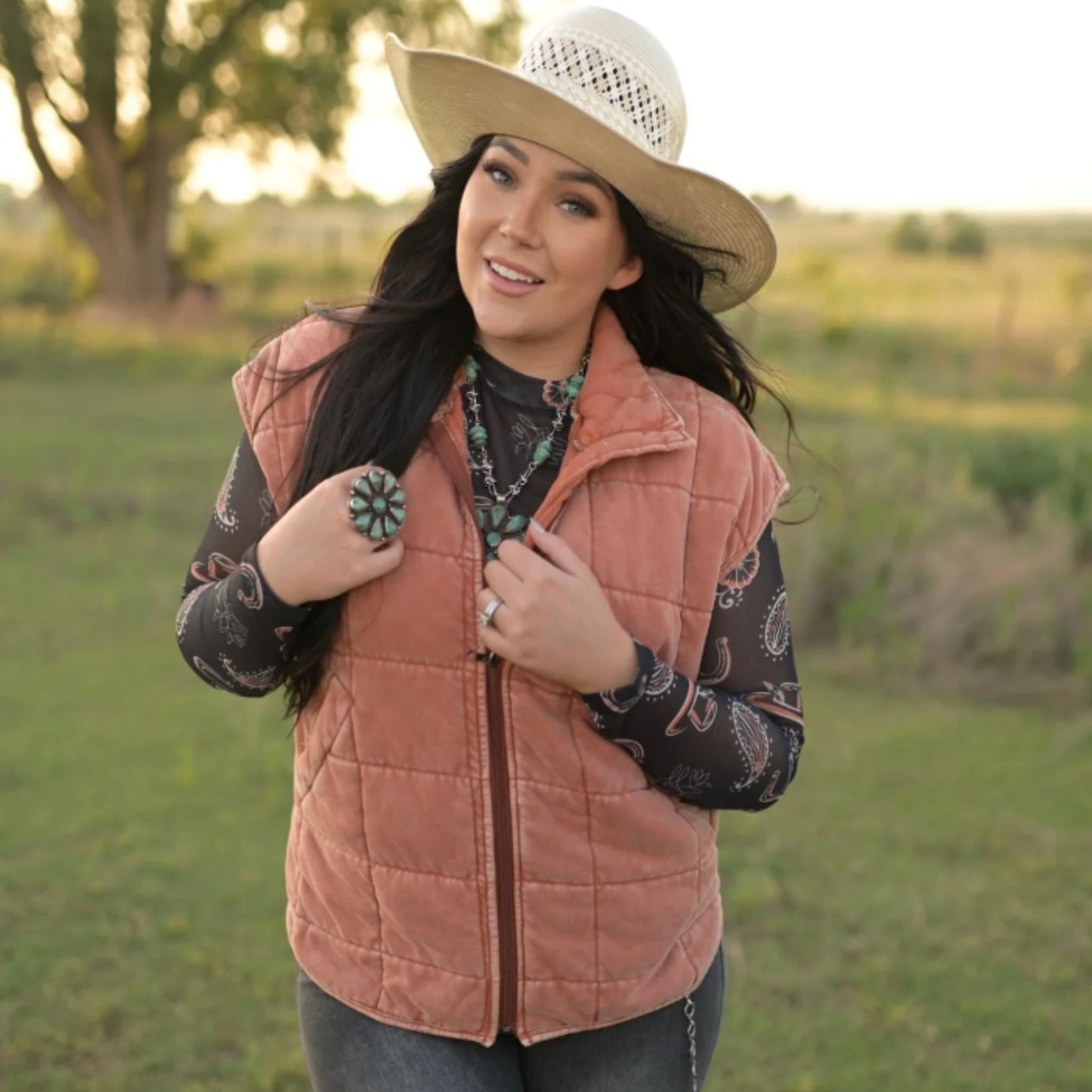 Quilted Vest in Rust