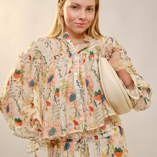 Mock Neck Ruffle Top
