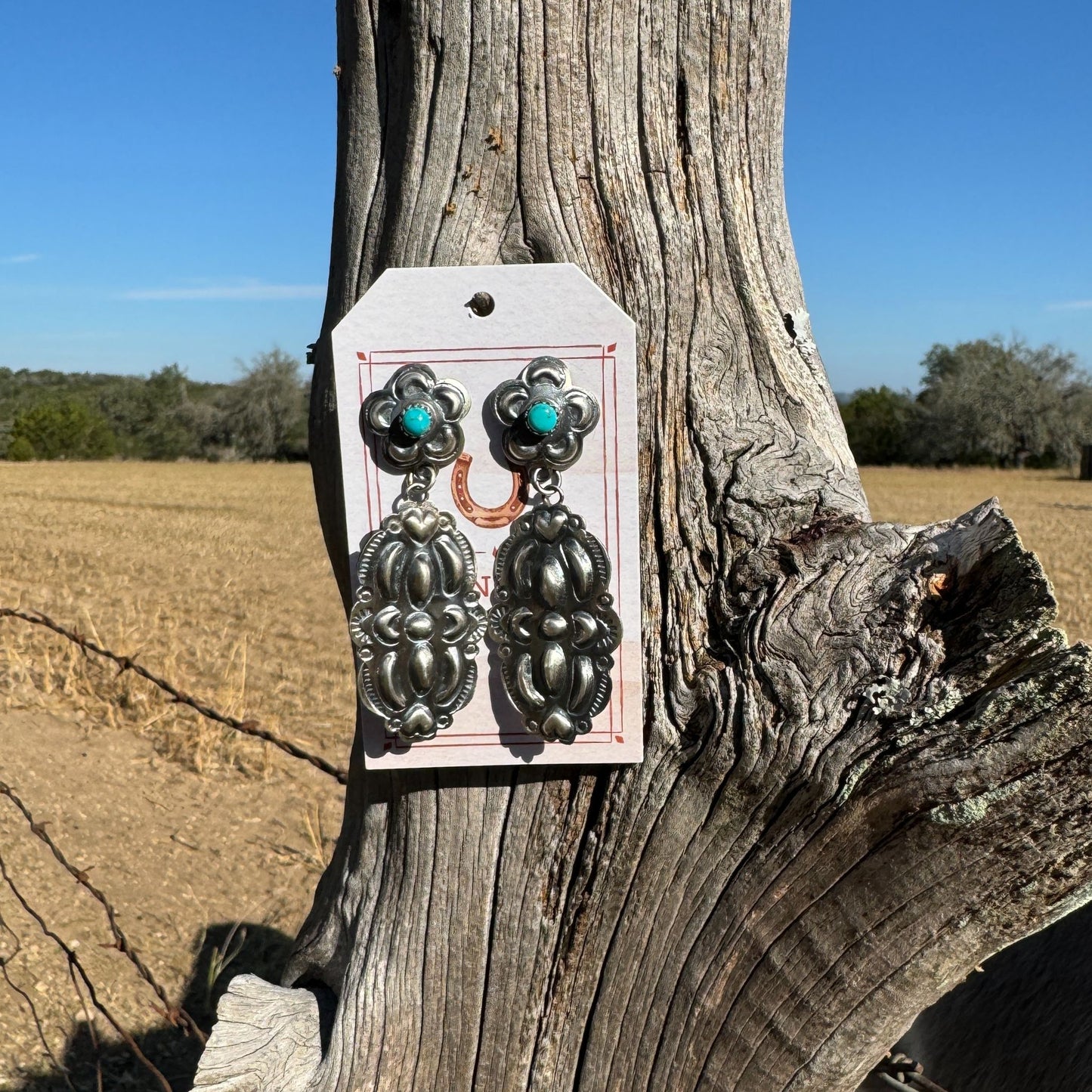 Turquoise Stamped Post Earrings