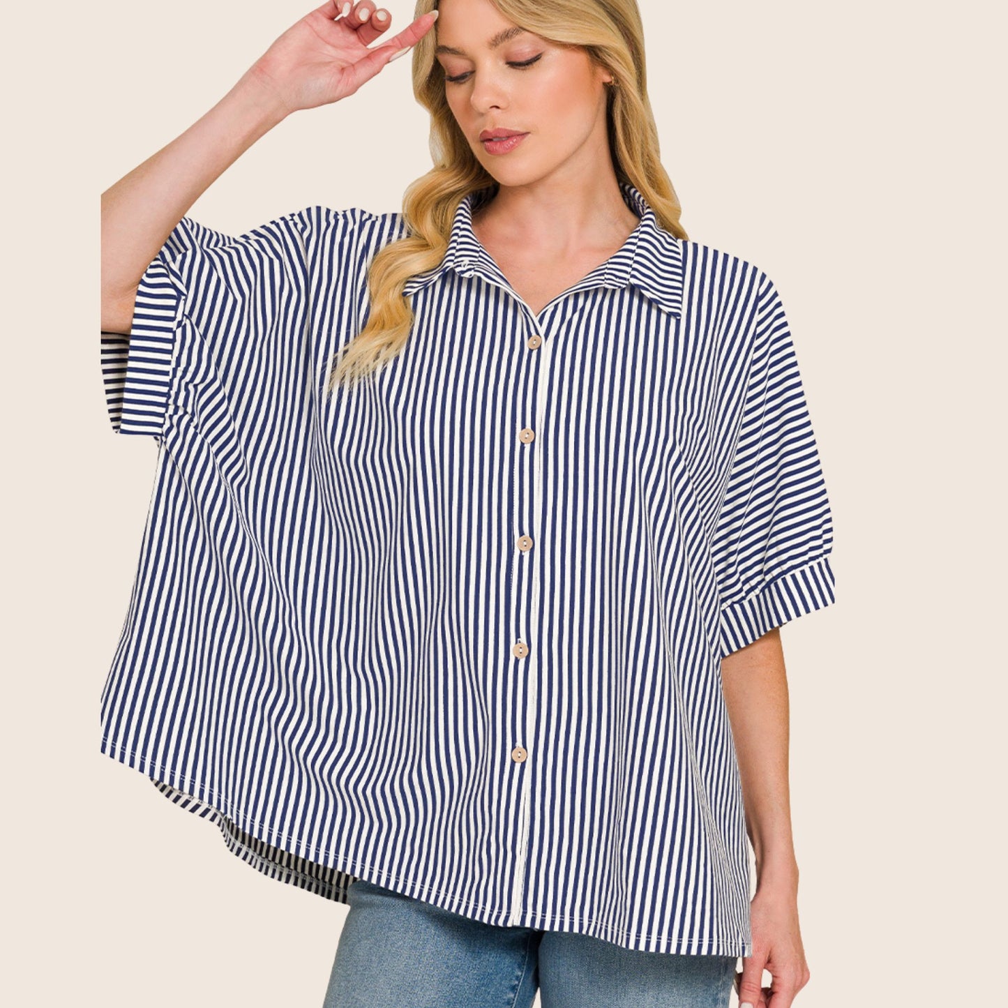 Navy Oversized Top