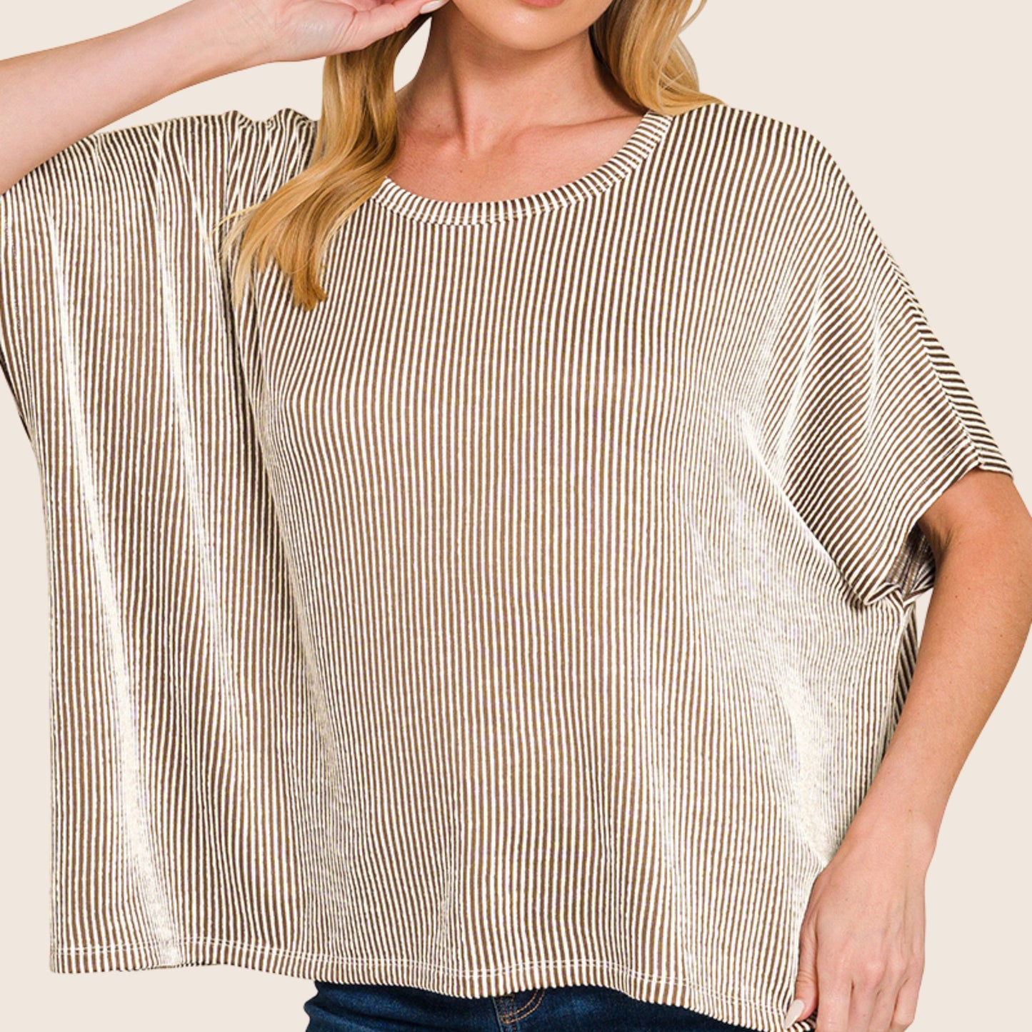 Corded Rib Top in Mocha