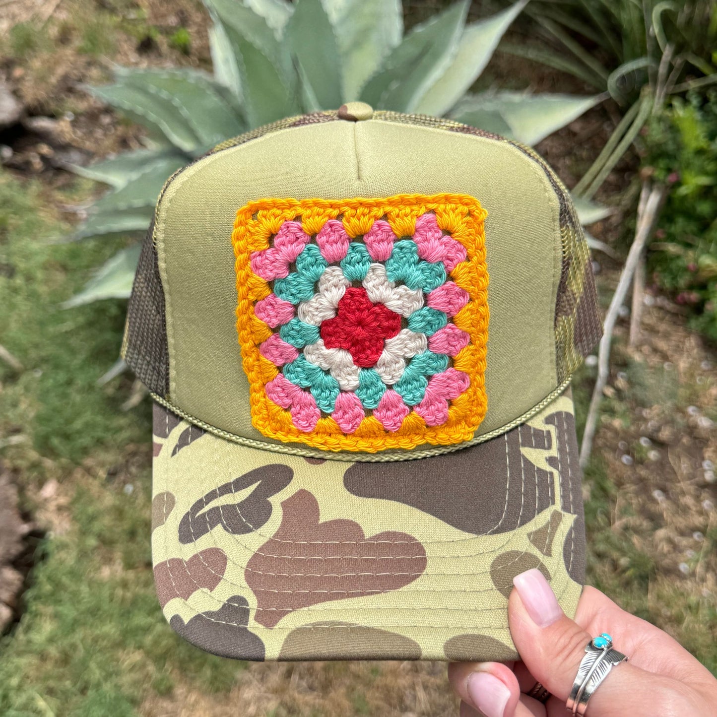 Granny Square Trucker Cap