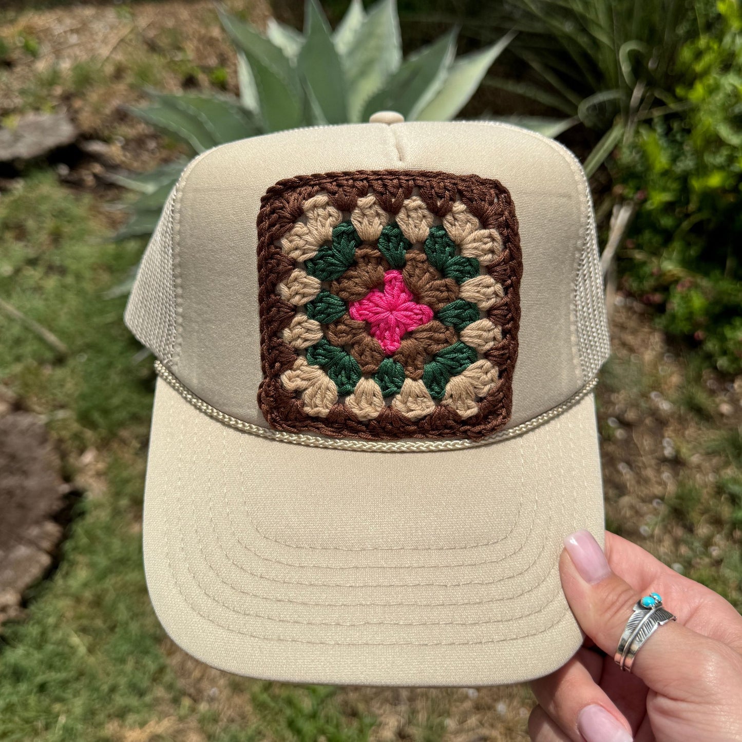 Granny Square Trucker Cap