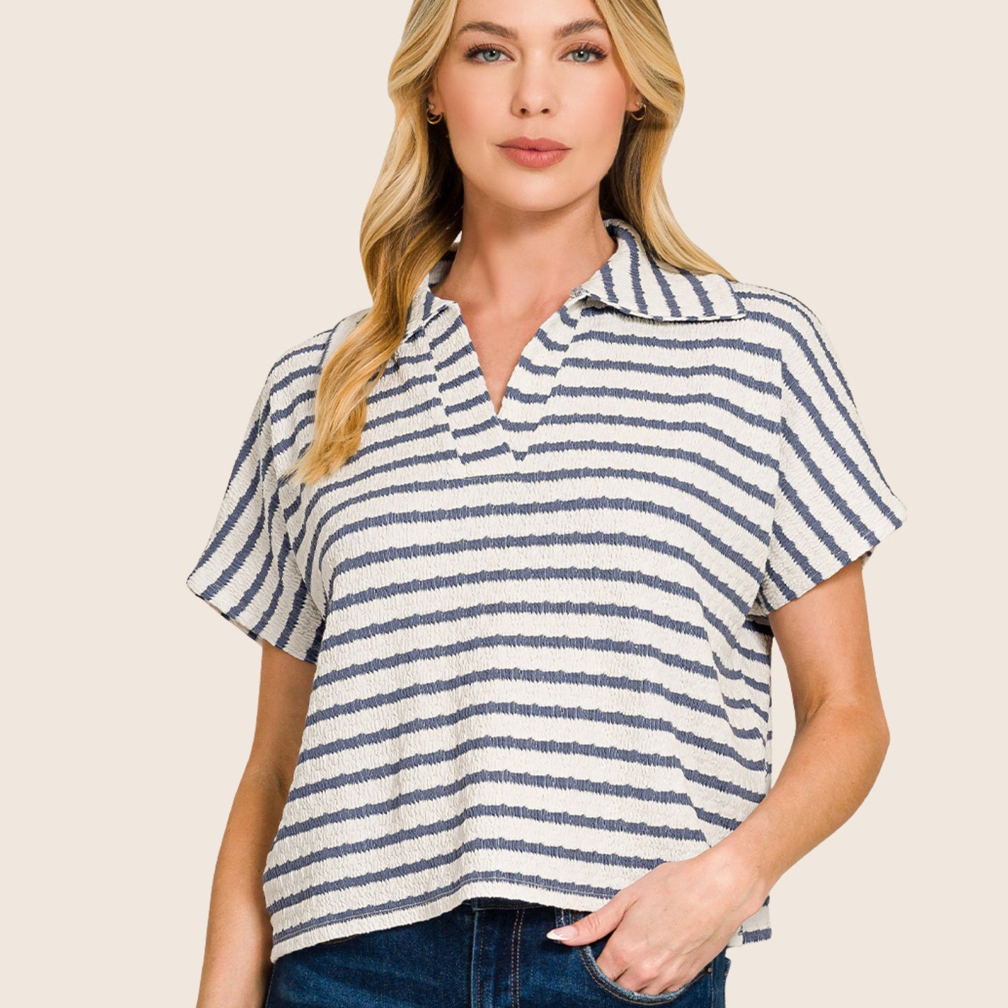 Striped Collared Top